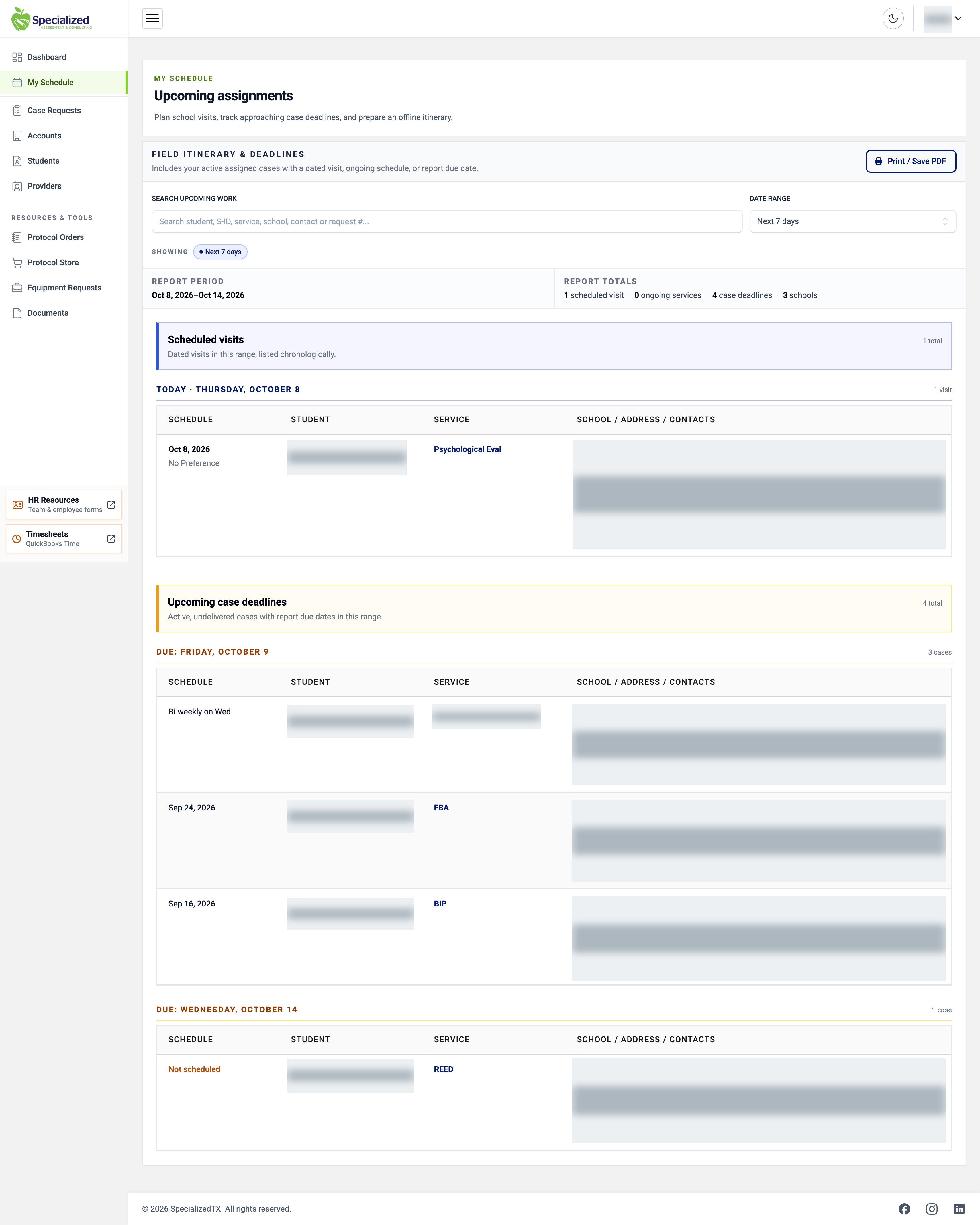 Specialized OS: Planning work in the field. Identifying information is obscured.